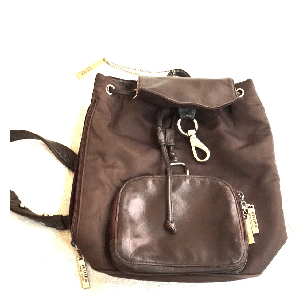 ⭐️ Small 2 Toned Faux Leather and Satin Back Pack